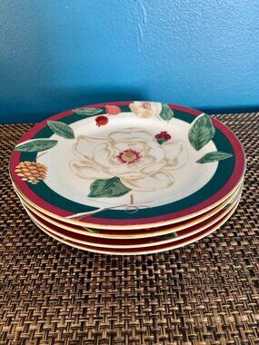 Vintage Christmas Tienshan China 'Magnolia' - Set of 4